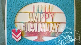 Birthday Card using Stampin' Up! Party Pop Up Dies and Watercolor Technique
