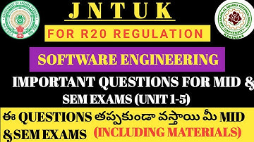 SOFTWARE ENGINEERING IMP QUESTIONS FOR JNTUK|JNTUH|JNTUA|#SOFTWAREENGINEERINGIMPQUESTIONS