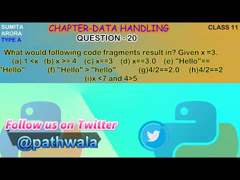 What would following code fragments result in ? Given x =3.(c) x==3 (d) x==3.0 (e) "Hello"== "Hello"