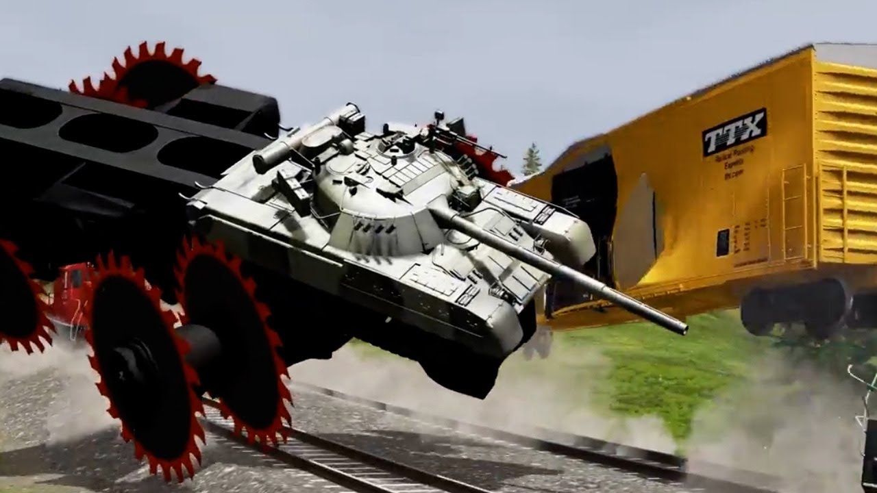 Giant Wheel Saw Monster crushes cars #5 - Beamng drive