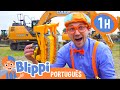 Blippi aprende sobre veculos de construo  1 hora do blippi  vdeos educativos em portugus