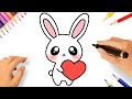 HOW TO DRAW A CUTE RABBIT WITH HEARTH EASY ????❤️