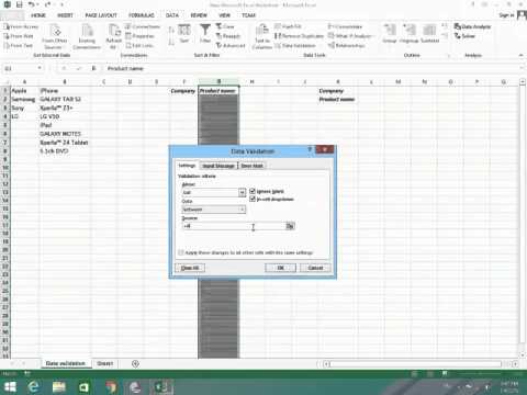 Dynamic range through data validation