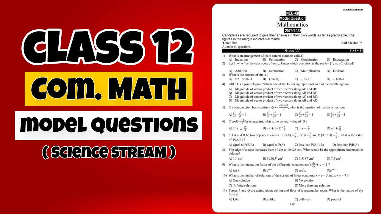 Class 12 Math Model Questions 2083 | SCIENCE STREAM | NEB CLASS 12 MATH ...