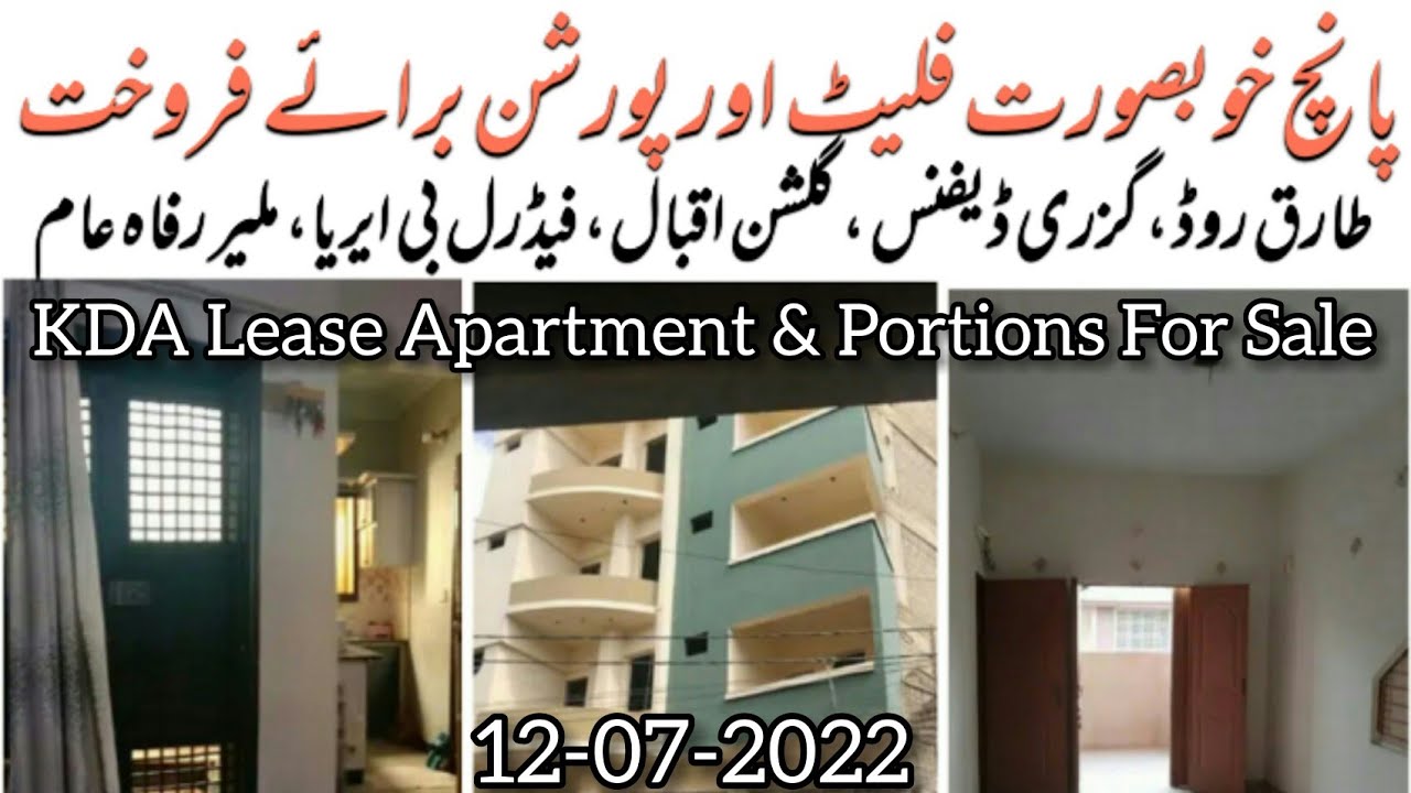 KDA Lease Apartment & Portions For Sale in Karachi] Flats For Sale in Gizri & Tariq Road]