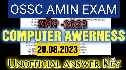 OSSC Amin Exam 2023||Computer & Internet Awarness Unofficial Answer key
