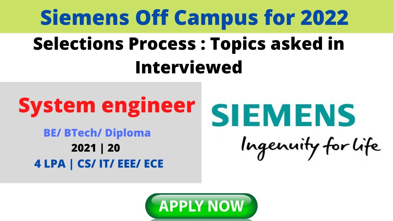 off campus drive for freshers 2021/20 | siemens off campus recruitment ...