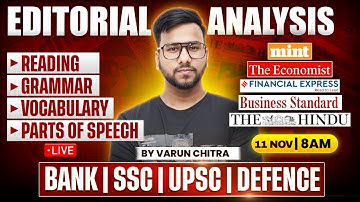 ✅ Editorial Analysis | 12th Nov, 2025 | Reading, Vocabulary, Grammar, Parts of Speech | Varun Sir