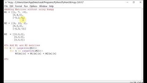 Python-Adding Matrices without using Numpy