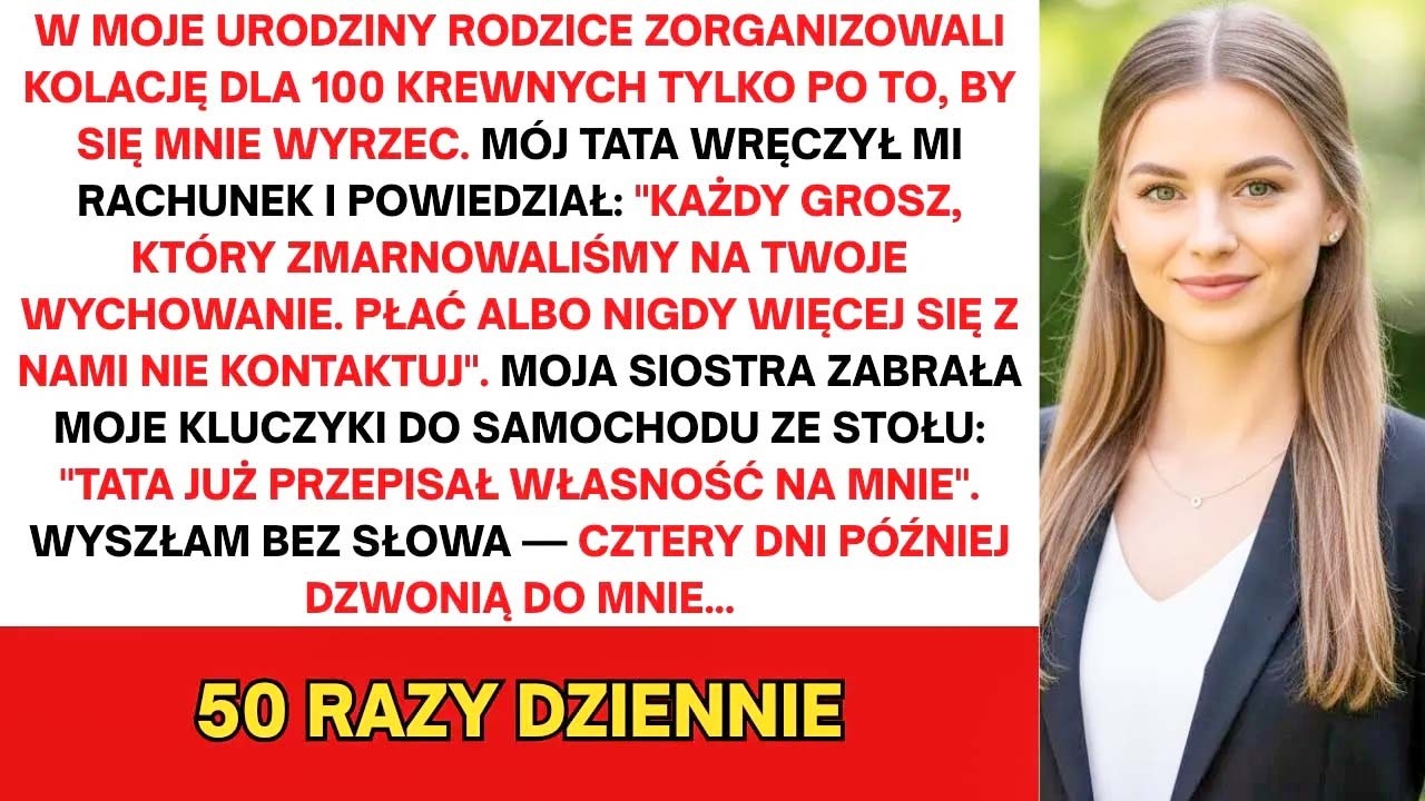 „Das ist keine Strafe, das ist Verantwortung“, sagte mein Vater und schob mir eine Aktenmappe über den Tisch – fast eine Million Zloty für meine Erziehung, während hundert Verwandte zusahen. Zu...