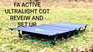 Famous F.E Active Ultralight Cot. Review and set up. Profile