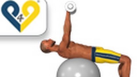 Dumbbell presses on swiss ball