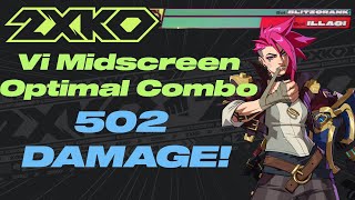 2Xko - Vi Optimal Solo Midscreen Combo 502Dmg Meterless - Triple Upper Electric Double Electric