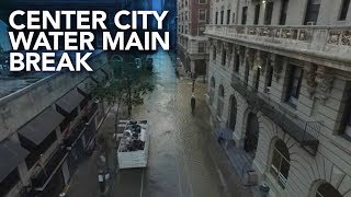 Massive water main break in Center City Philadelphia | Drone video