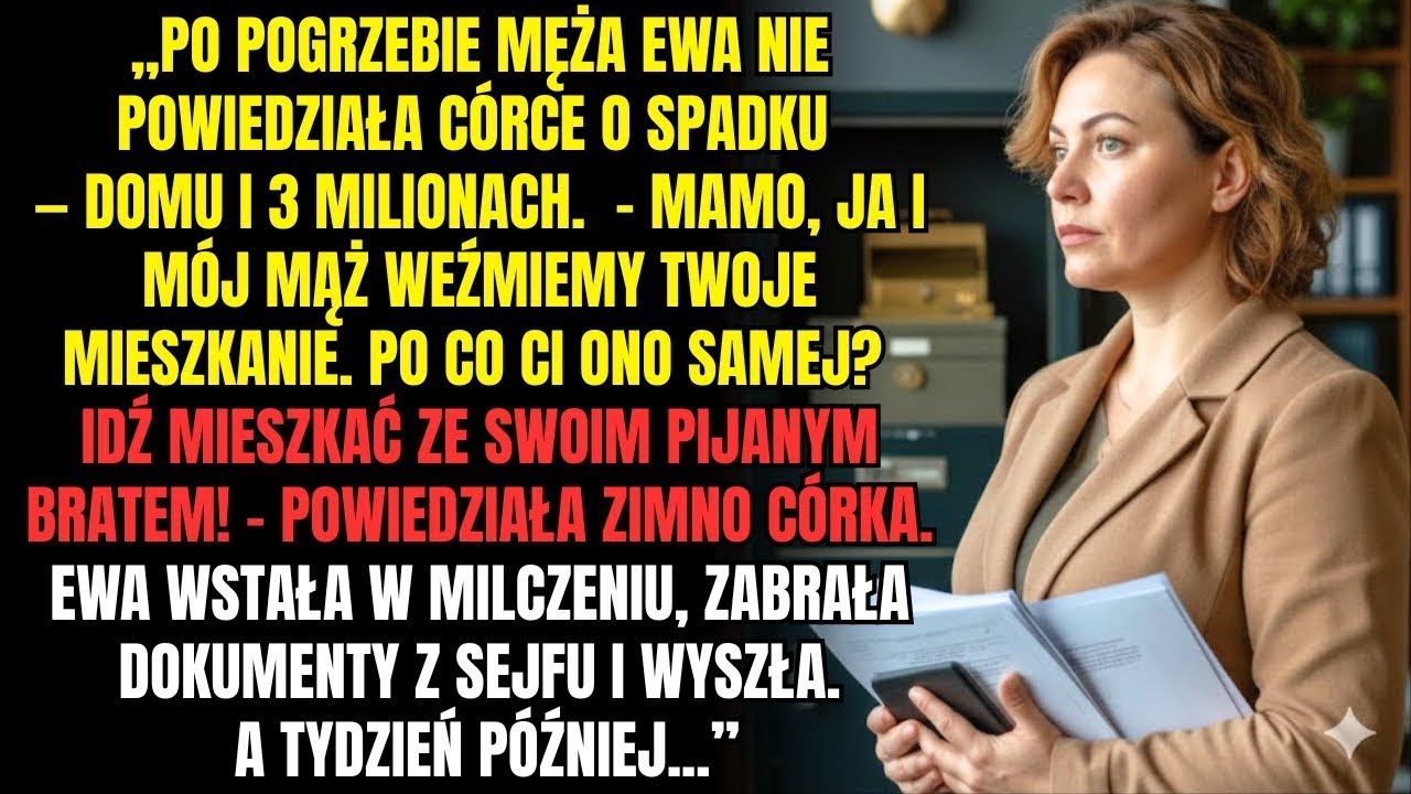 „Córka wyrzuciła owdowiałą matkę z mieszkania, nie wiedząc o testamencie zmarłego męża  Ale wkrótce