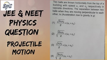 Two balls are thrown horizontally from the top of a building with speed u1 and u2 respectively in op