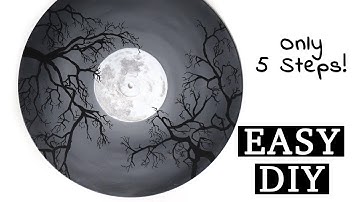 EASY Acrylic Painting DIY | How To Paint a Vinyl Record 🎨(Bonus: How to paint trees)