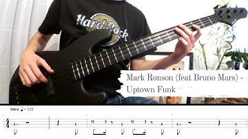 Mark Ronson (Feat Bruno Mars) - Uptown Funk - Bass Cover & Tabs