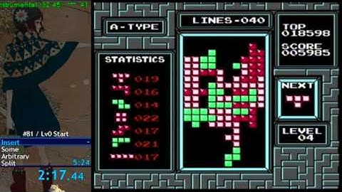 Tetris (NES) 100 Lines, Lv.0 Start in 4:41