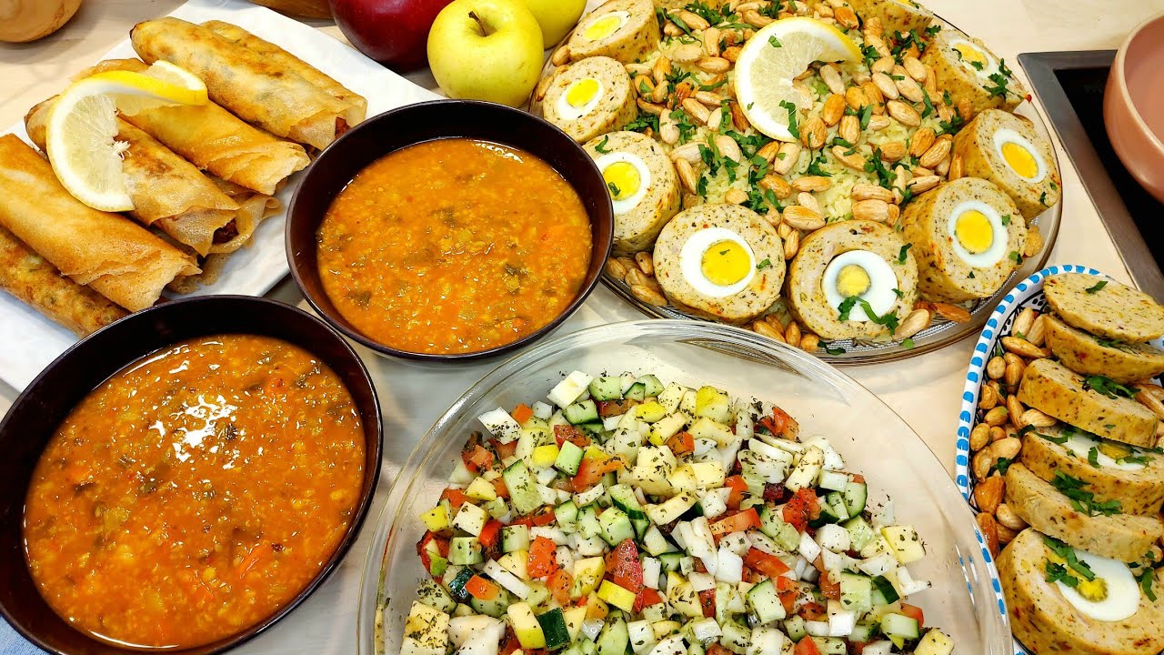 الدبارة الرابعة في رمضان🌙روز بالفاكية/عين سبانيورية/شربة باللحم/بريك و سلاطة خضراء