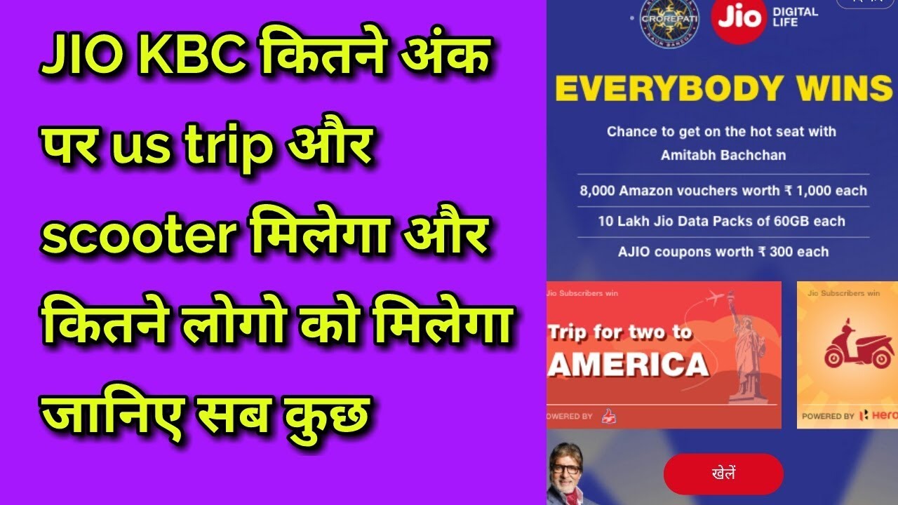 How many point will get us trip and scooter in jio kbc