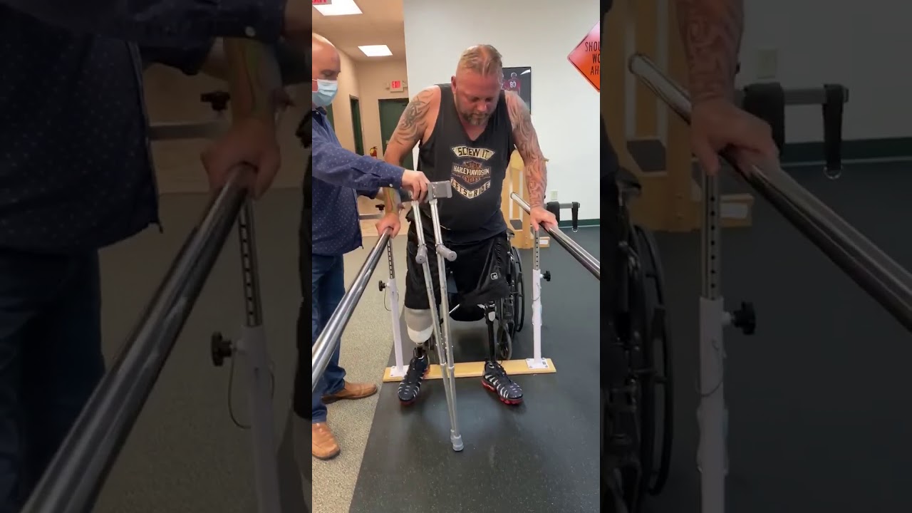 Double amputee learning to walk YouTube