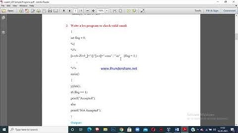 Demonstration of lex program to validate email id