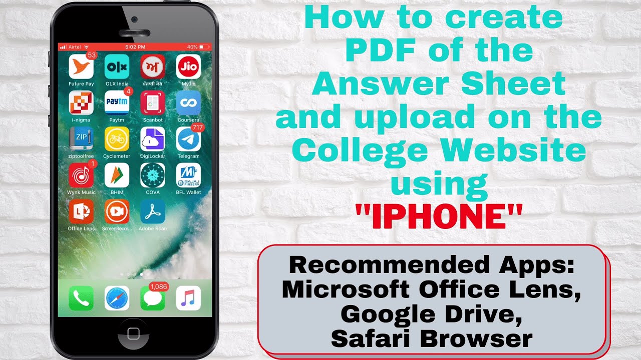 How  to create PDF of Answer Sheets and Upload on College Website Using  Iphone.