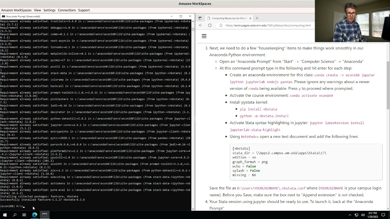 Setting up Amazon Workspaces and Jupyter Lab to work with Stata (nbstata)