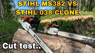 STIHL MS382 VS STIHL 038 CLONE#cut test#Review#battle