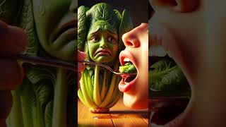 Fork Feeds Spinach Character Realistic 3D ASMR | Oddly Satisfying - #shortsfeed #asmr #ai#aiart