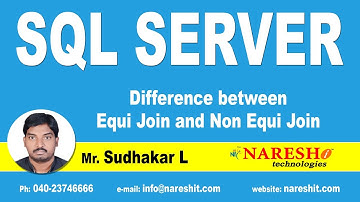 Difference between Equi Join and Non Equi Join in SQL Server | MSSQL Training | By Mr.Sudhakar L