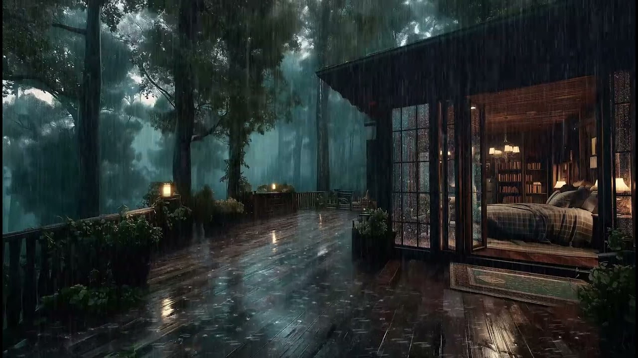 Спокойный дождь в лесной спальне 🌲 | Успокаивающая атмосфера для сна