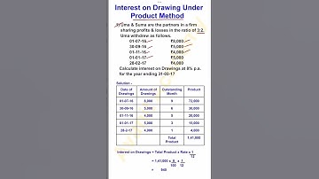 Interest on Drawings under Product Method | 2nd PUC Accountancy | Commerce #shorts #trending #ncert