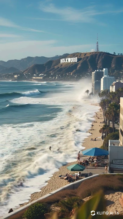 🌊 Epic Tsunami Hits Los Angeles Beach | Unexpected Wave!