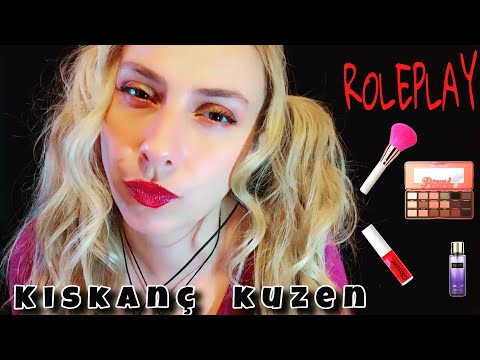 TÜRKÇE ASMR ROLEPLAY / KISKANÇ KUZEN SANA MAKYAJ YAPIYOR ( SENİ AŞAĞILIYOR )  B*tchy Roleplay