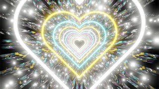 Tunnel of NEON Hearts on a mirrored background. Video Loop