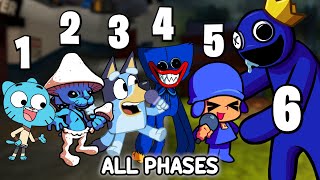 Blue Character ALL PHASES - Friday Night Funkin' (Blue, Gumball, Smurf Cat, Bluey)