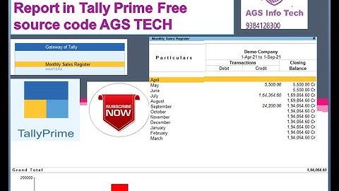 T19 Monthly Sales Register Report in Tally Prime Free source code AGS TECH