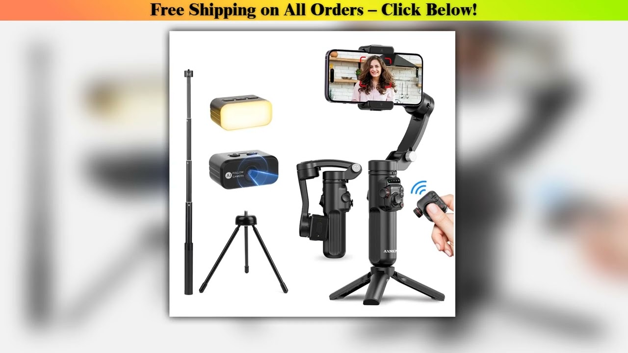 AXNEN M02 Phone Stabilizer 3-Axis Foldable Handheld Gimbal AI Face Tracking for iPhone Android