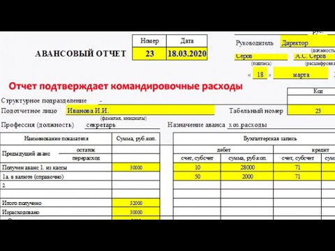 Документы для авансового отчета