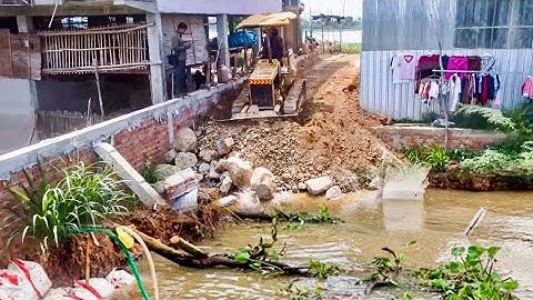 Amazing New Project!! Fill Land Backyard​, Garbage Dump, Clear and Pushing Trash By Skills Bulldozer