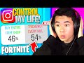 Letting INSTAGRAM Control my LIFE on FORTNITE for 24 HOURS..