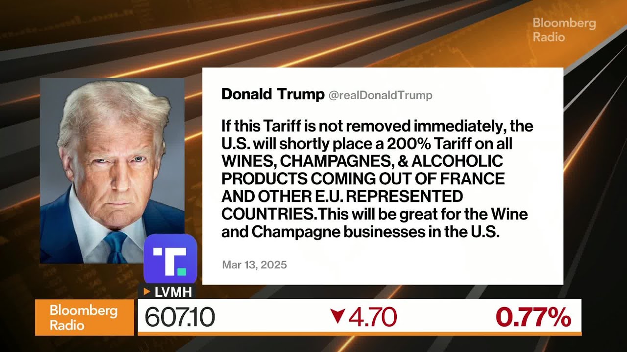 Trump Vows 200% Tariff on EU Wine, Escalating Trade Tensions