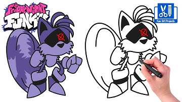 How To Draw Tails Defender | Friday Night Funkin FNF Game MOD - Easy Step By Step