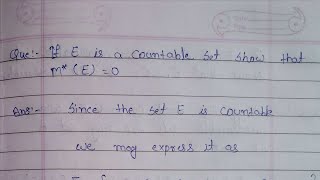 If E is a countable set show that m*(E)=0, M.Sc/PG Semester-2 Paper-VIII Mathematics ~Mathotec