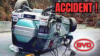 Luxury BYD electric SUV accidentally drops over cliff