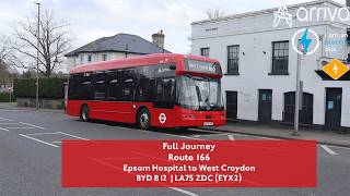Full Journey | Route 166 to West Croydon | BYD B12 ⚡ | EYX2 (LA75 ZDC)