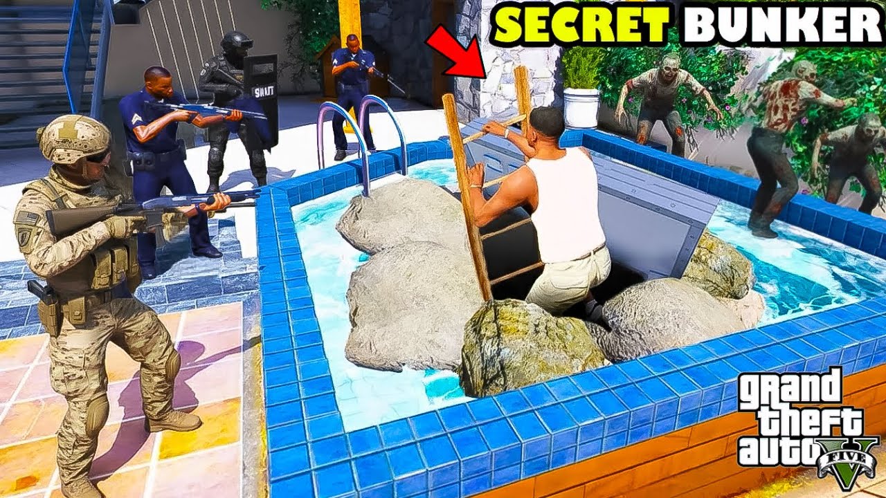 Franklin & Shinchan Found a SECRET BUNKER to Escape TSUNAMI, ZOMBIES & POLICE in GTA 5 Telugu!