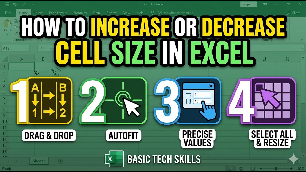 How to Increase or Decrease Cell Size in Excel (4 Easy Ways) | Resize ...